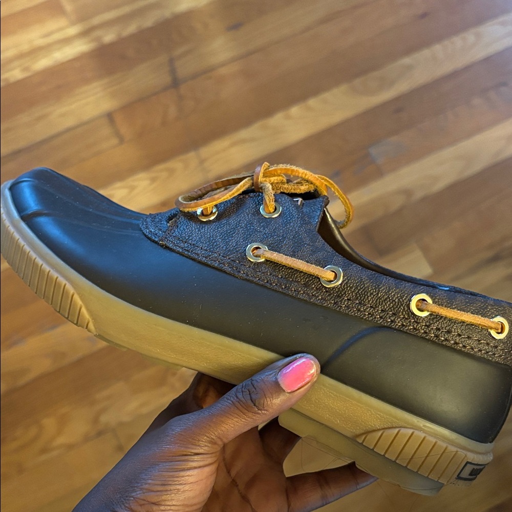 Michael Kors Black and Tan Winter Rain Boots